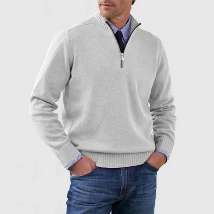 Chris | Quarter Zip Funnel Neck Knit Jumper