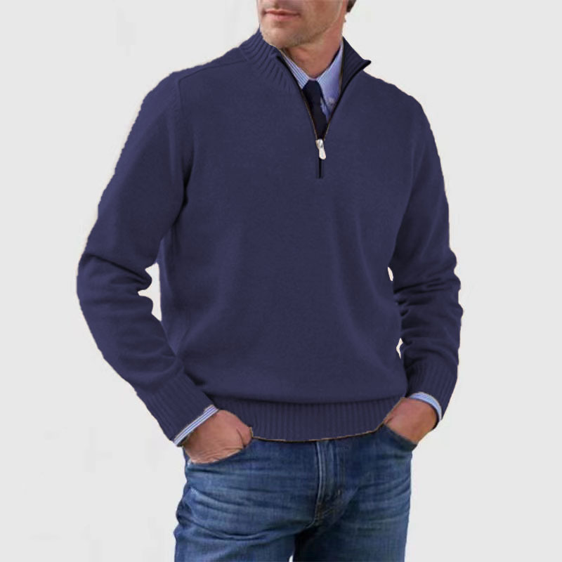 Chris | Quarter Zip Funnel Neck Knit Jumper