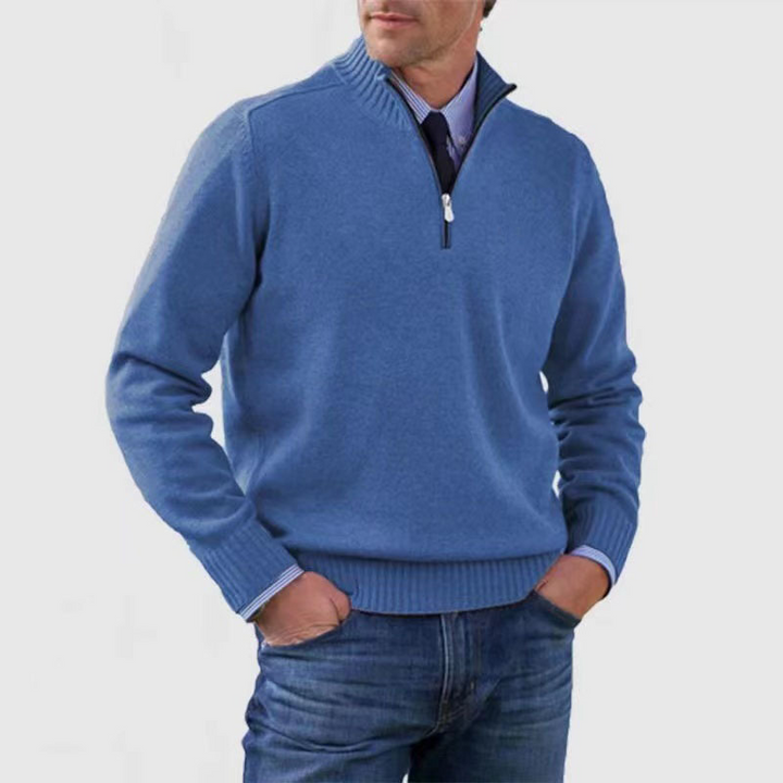 Chris | Quarter Zip Funnel Neck Knit Jumper