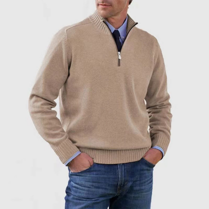 Chris | Quarter Zip Funnel Neck Knit Jumper