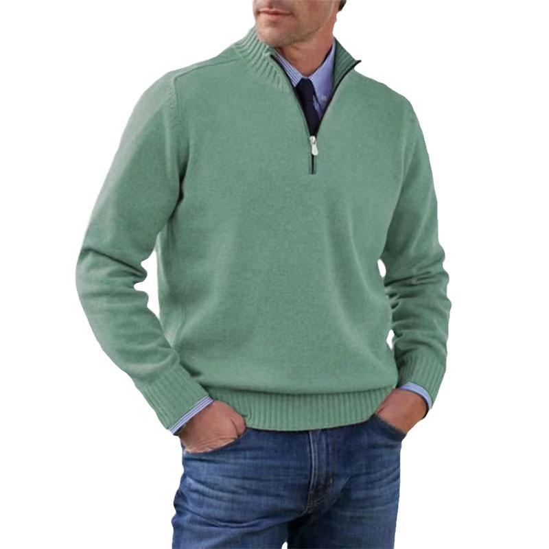 Chris | Quarter Zip Funnel Neck Knit Jumper