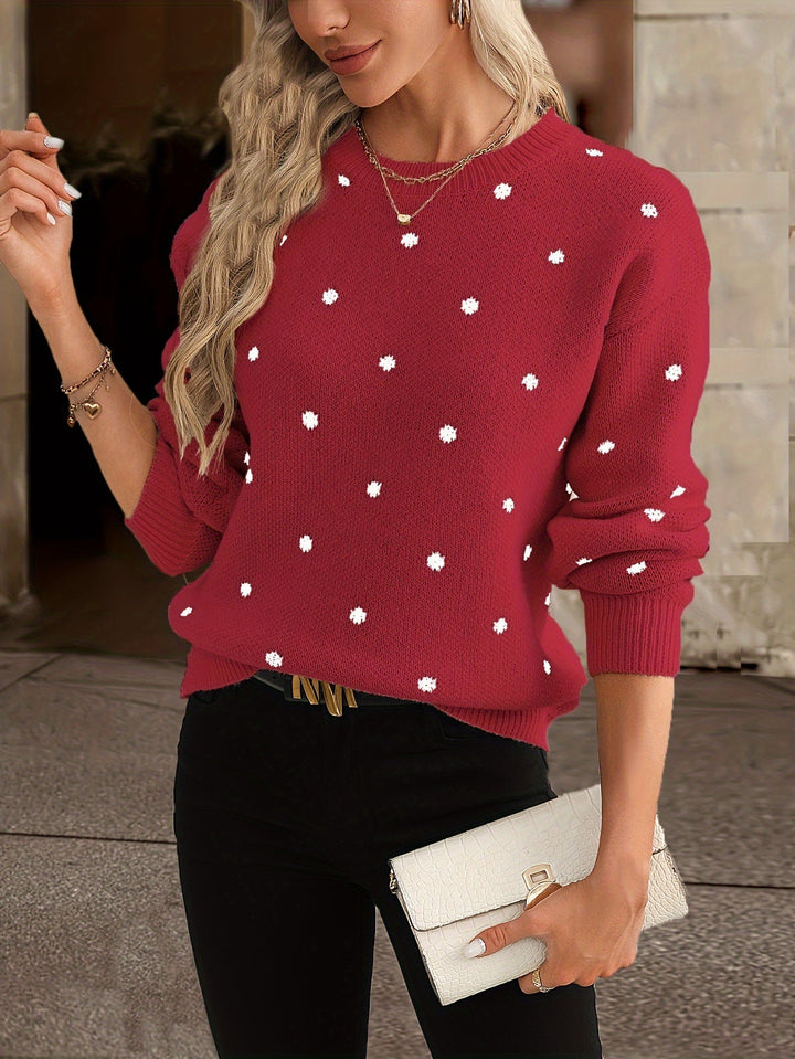 Christine | Polka Dot Crew Neck Knit Jumper