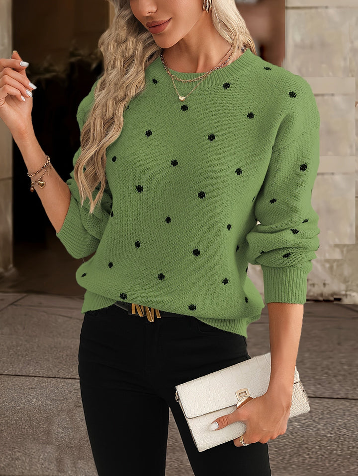 Christine | Polka Dot Crew Neck Knit Jumper