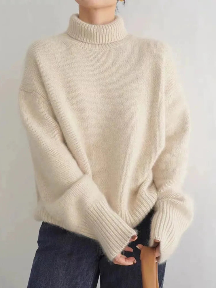Ciara | Roll Neck Drop Shoulder Wool Jumper