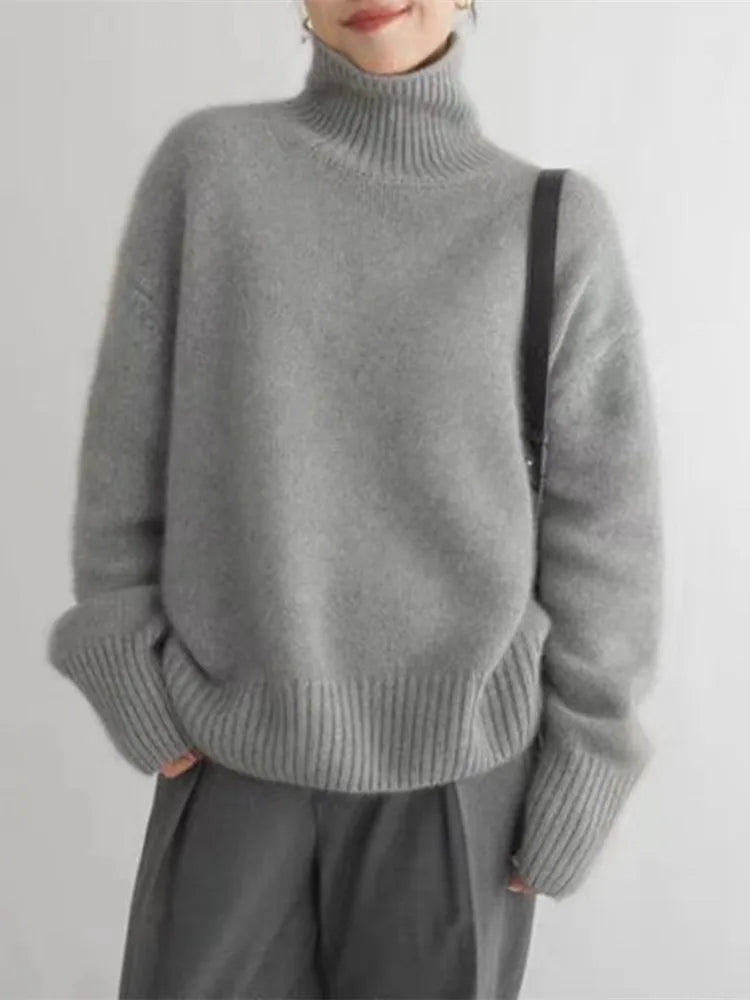 Ciara | Roll Neck Drop Shoulder Wool Jumper