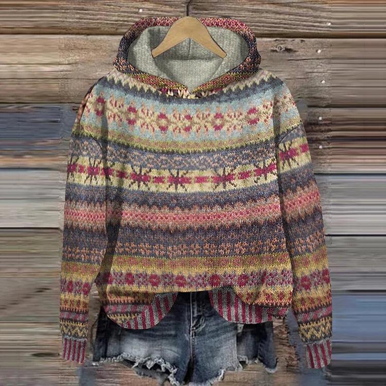 Danielle | Patterned Knit Hooded Jumper