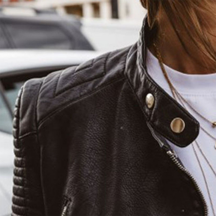Diana | Quilted Shoulder Fitted Biker Jacket
