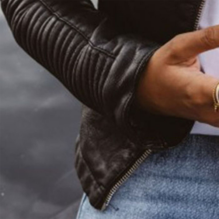 Diana | Quilted Shoulder Fitted Biker Jacket