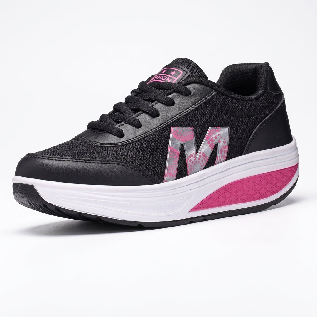 Edith | Lace-Up Mesh Platform Trainers