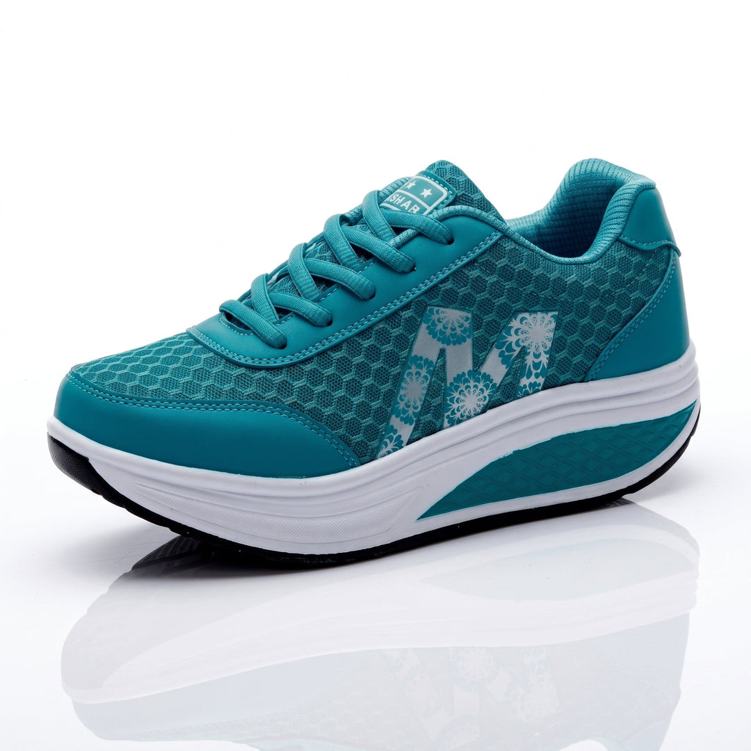 Edith | Lace-Up Mesh Platform Trainers