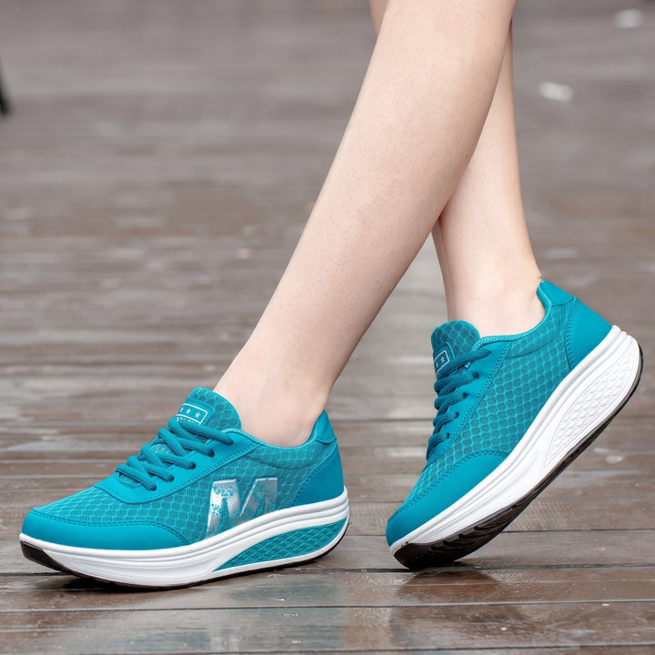 Edith | Lace-Up Mesh Platform Trainers