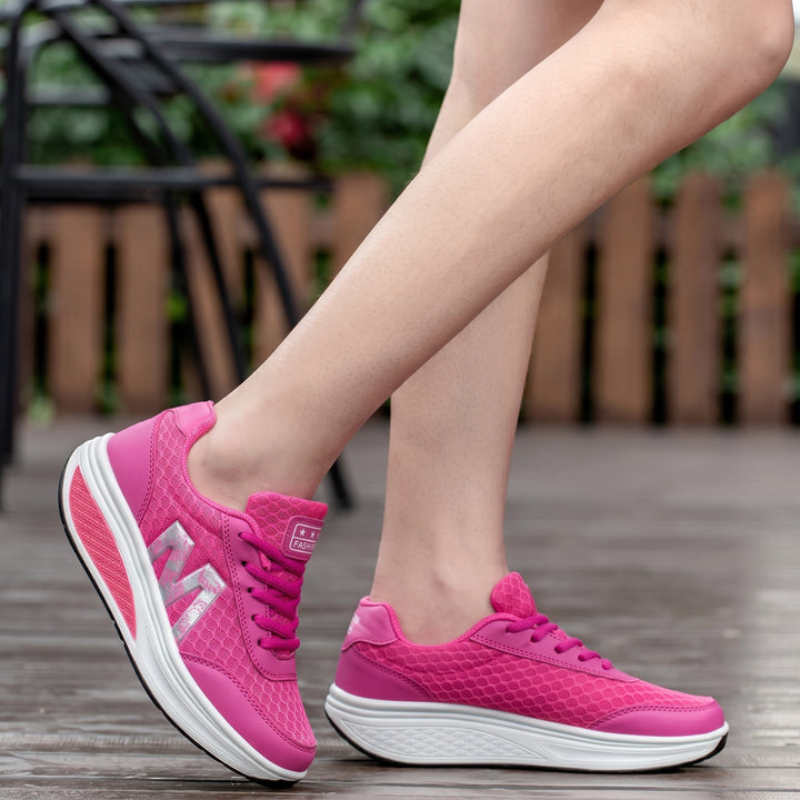 Edith | Lace-Up Mesh Platform Trainers