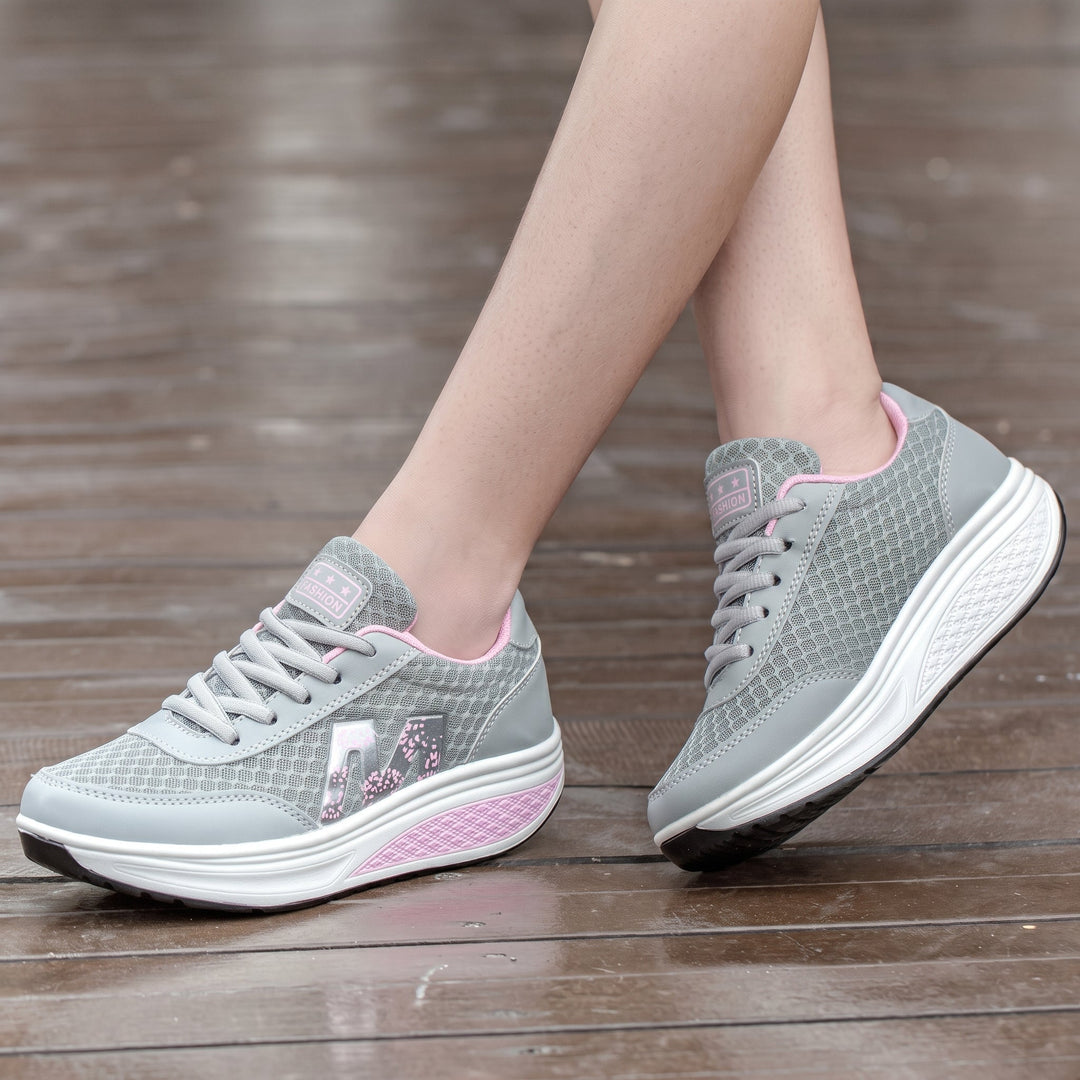Edith | Lace-Up Mesh Platform Trainers