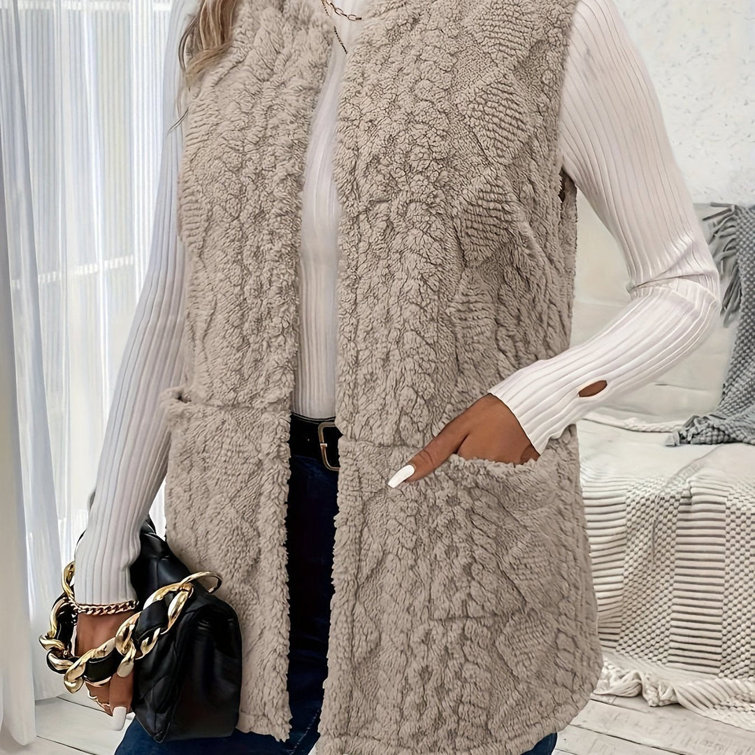 Ella | Open-Front Textured Longline Gilet