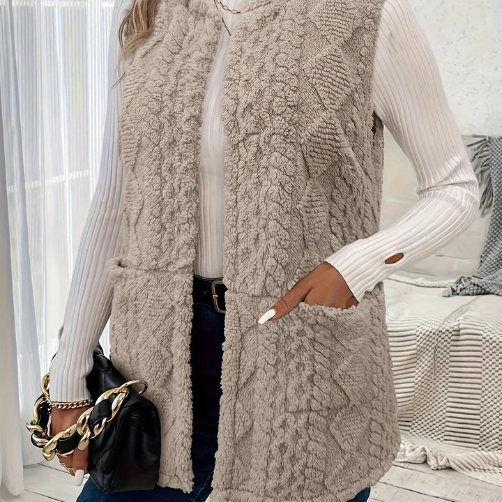 Ella | Open-Front Textured Longline Gilet