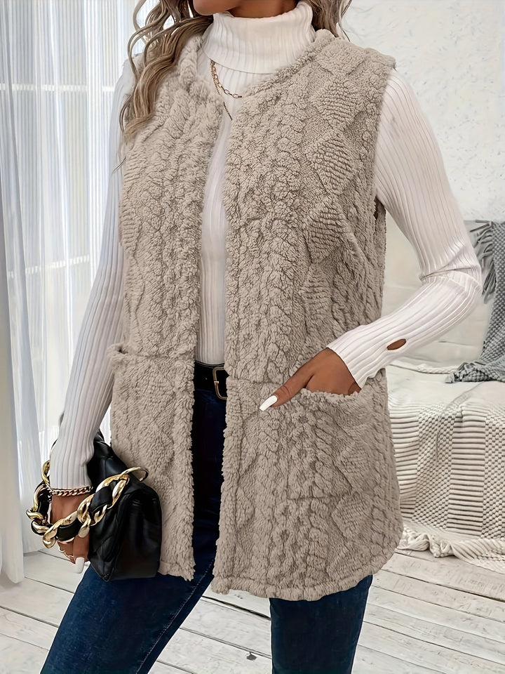 Ella | Open-Front Textured Longline Gilet