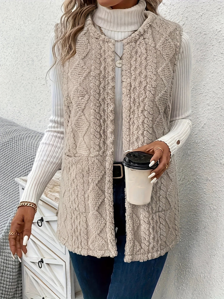 Ella | Open-Front Textured Longline Gilet