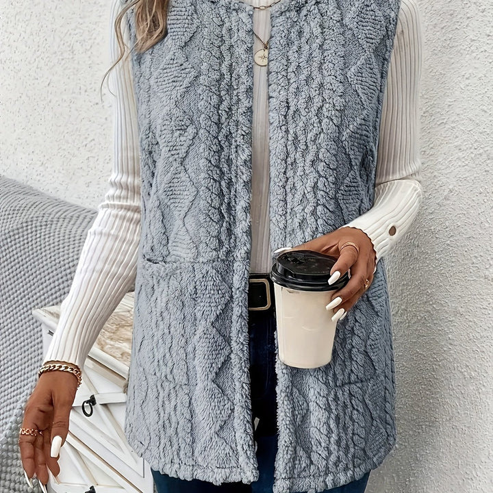 Ella | Open-Front Textured Longline Gilet