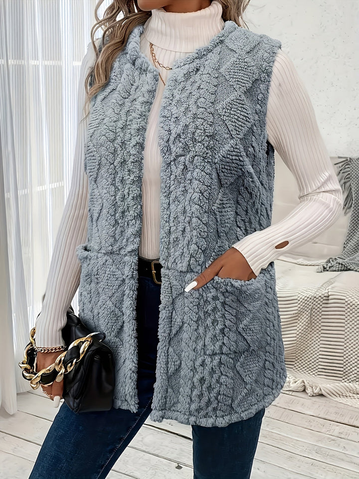 Ella | Open-Front Textured Longline Gilet