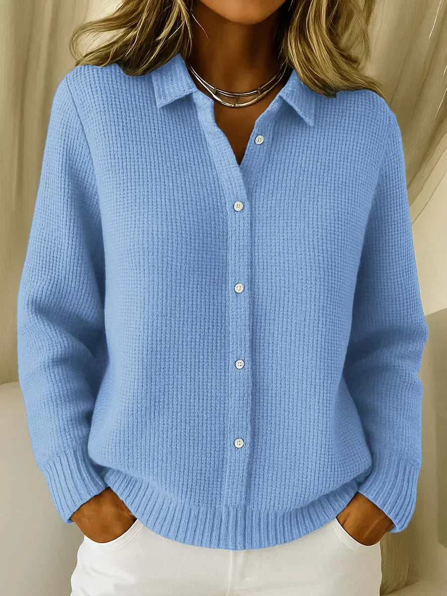 Ellen | Collared Button-Front Knit Cardigan