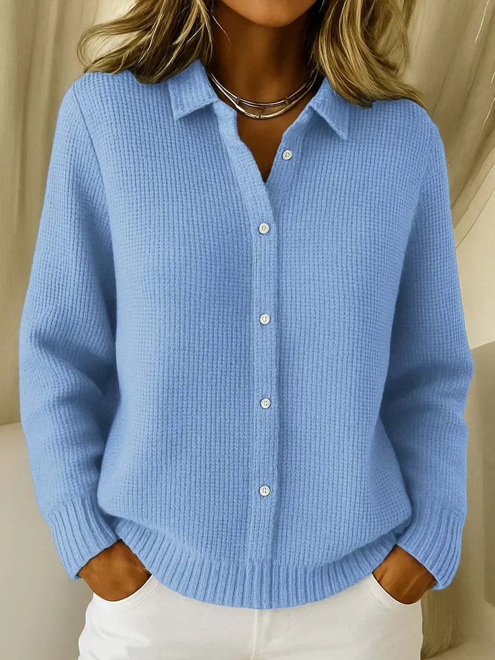 Ellen | Collared Button-Front Knit Cardigan