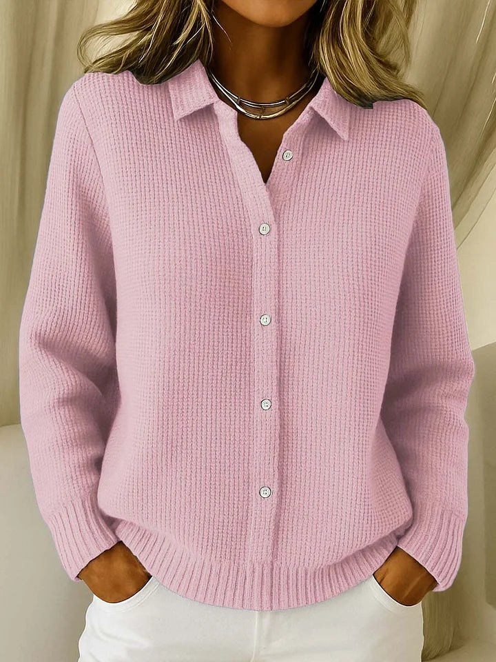 Ellen | Collared Button-Front Knit Cardigan