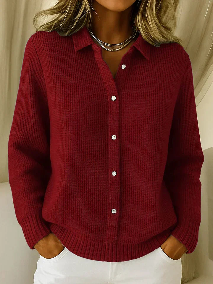 Ellen | Collared Button-Front Knit Cardigan