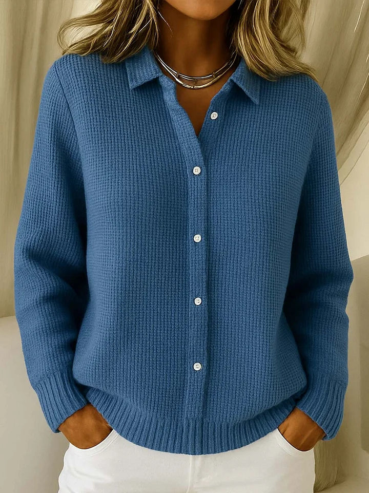 Ellen | Collared Button-Front Knit Cardigan