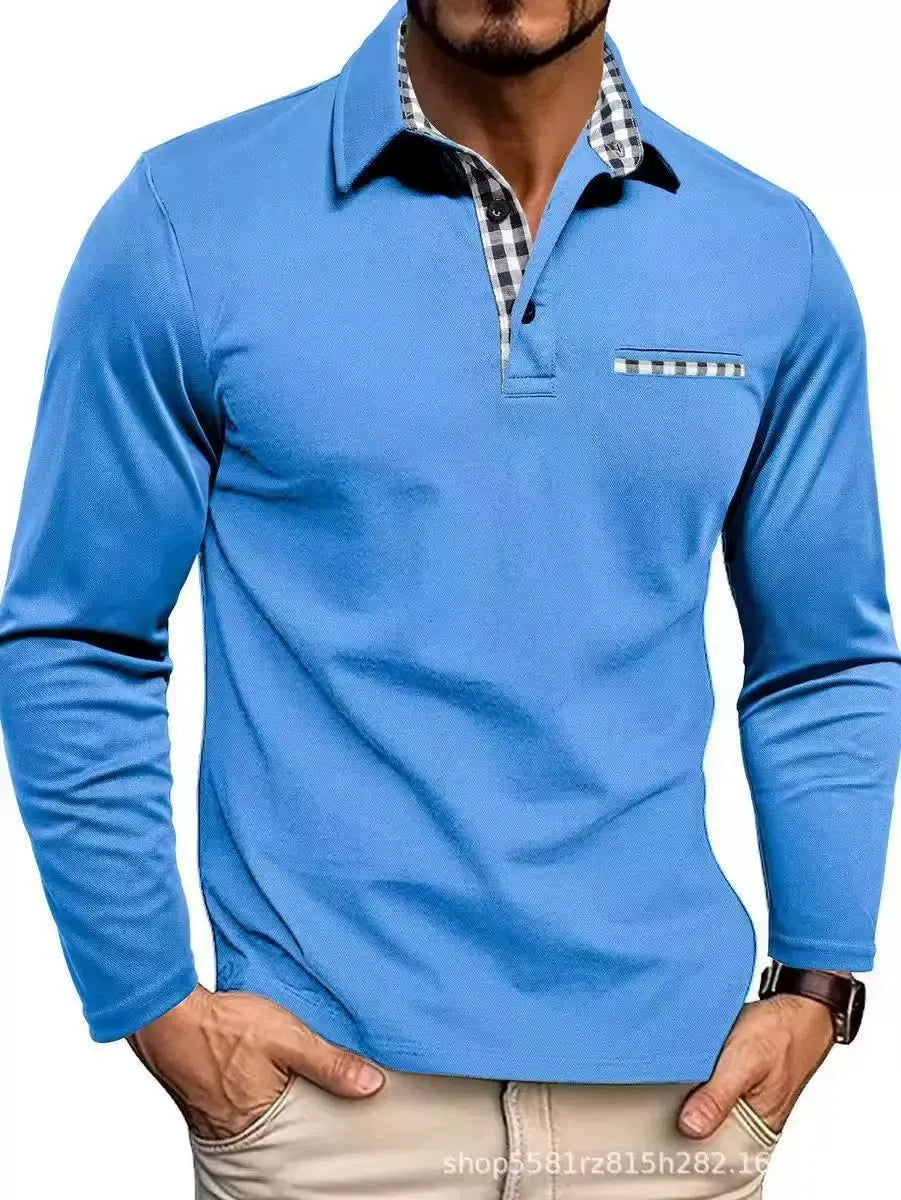 Emmett | Long Sleeve Checked Collar Polo Shirt