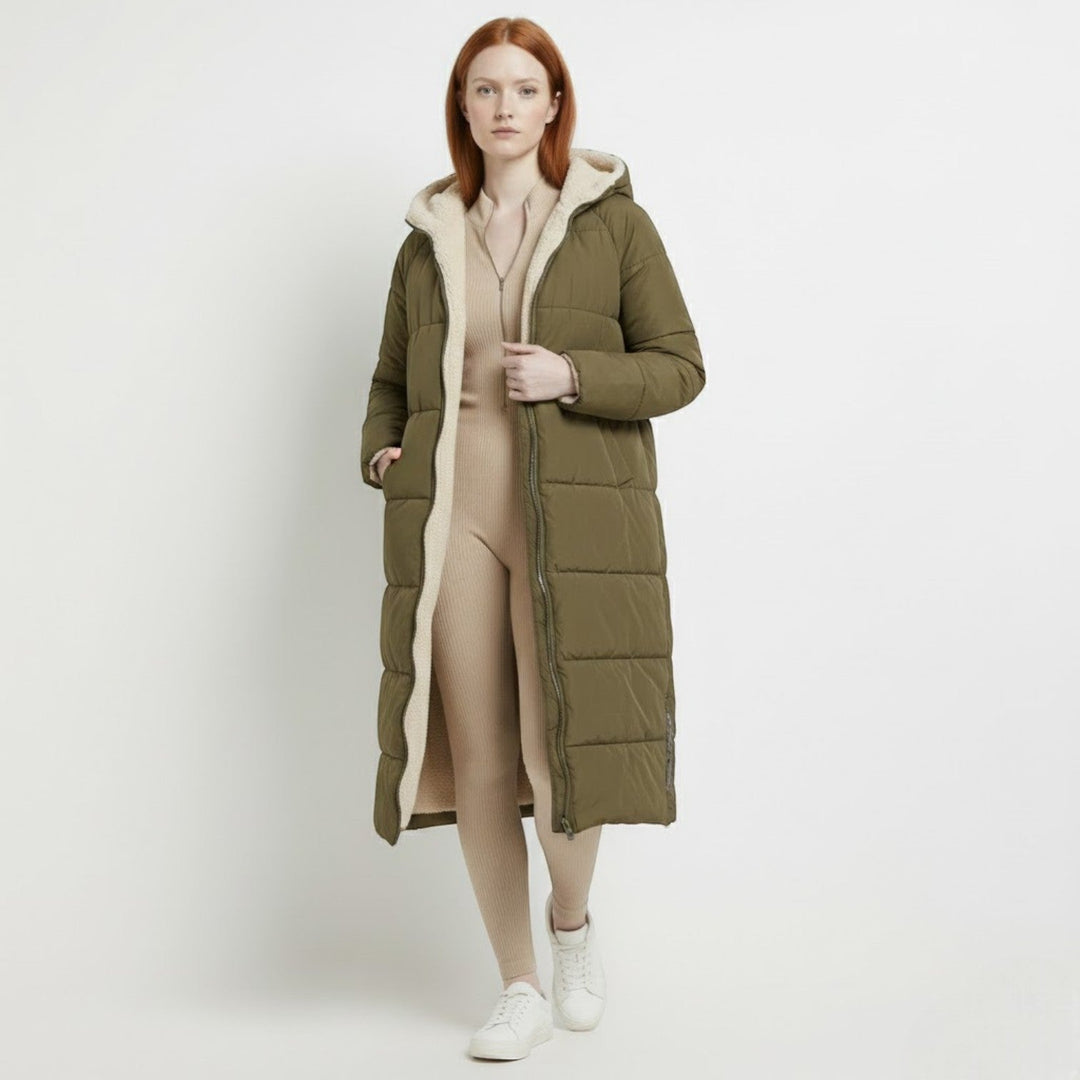 Freya | Hooded Longline Reversible Puffer Coat