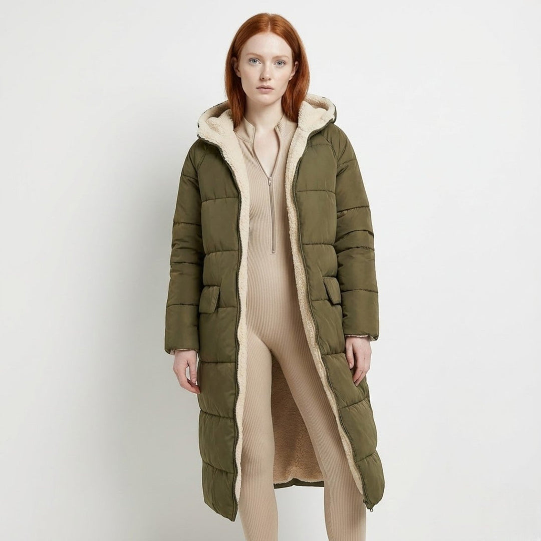 Freya | Hooded Longline Reversible Puffer Coat