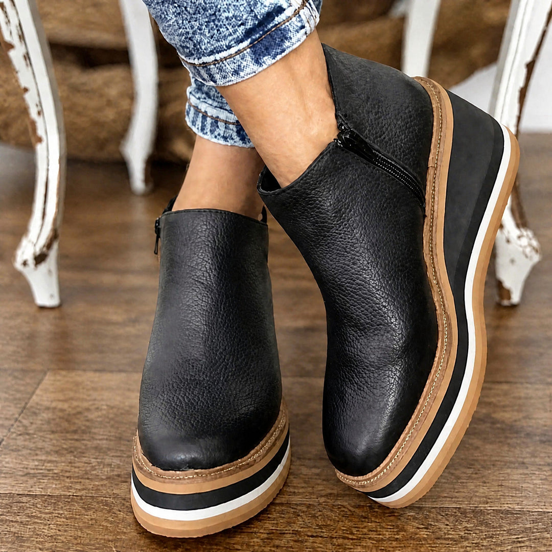 Gemma | Side Zip Platform Wedge Ankle Boots