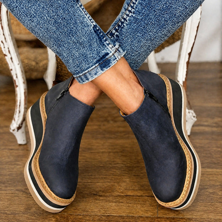 Gemma | Side Zip Platform Wedge Ankle Boots