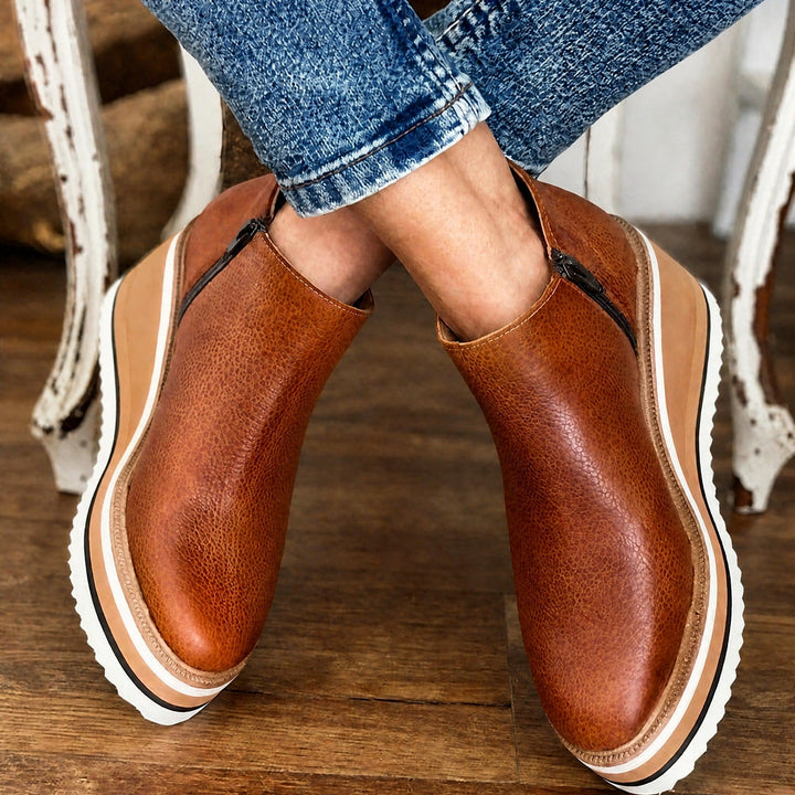 Gemma | Side Zip Platform Wedge Ankle Boots