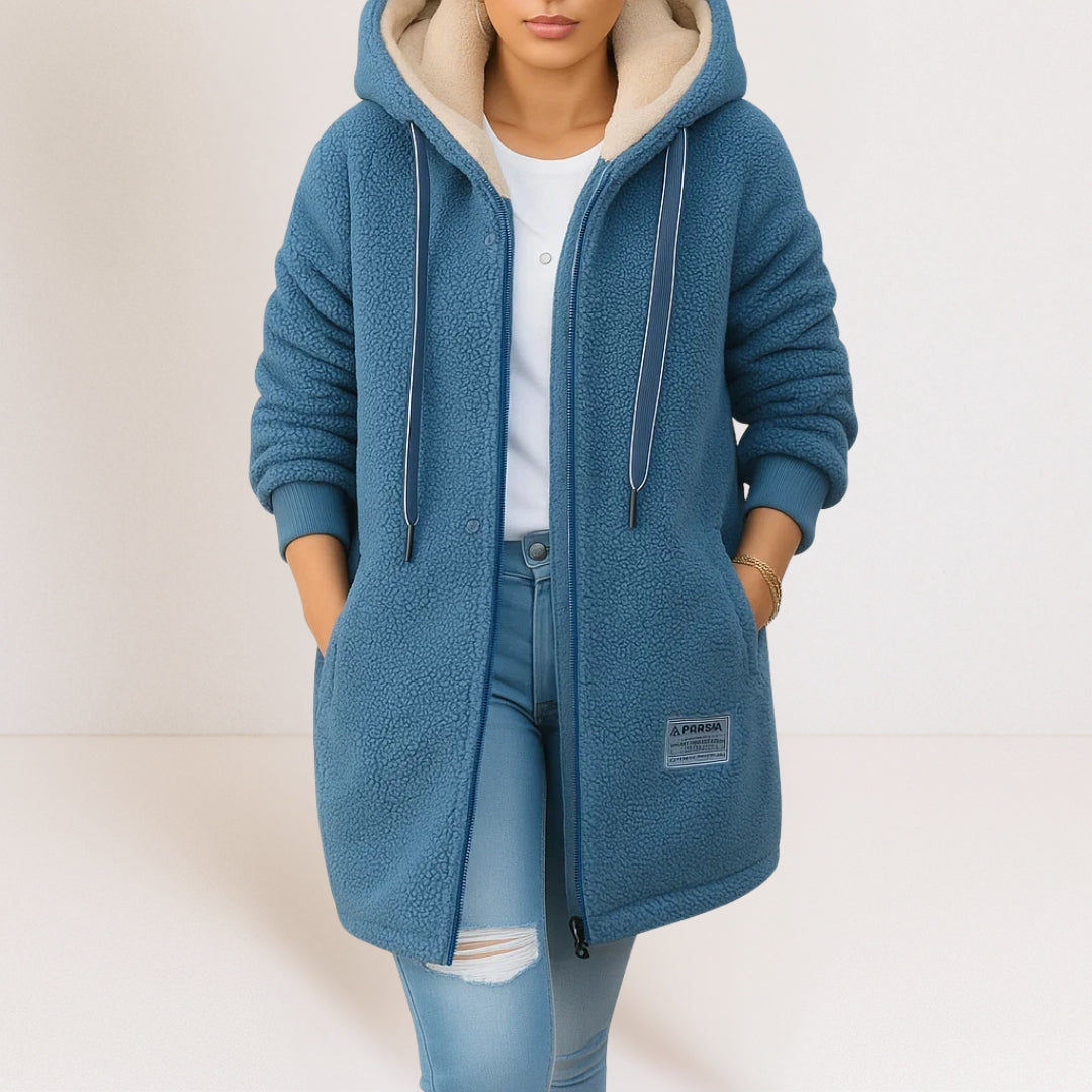 Grace | Hooded Longline Sherpa Zip Jacket