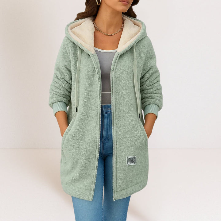 Grace | Hooded Longline Sherpa Zip Jacket