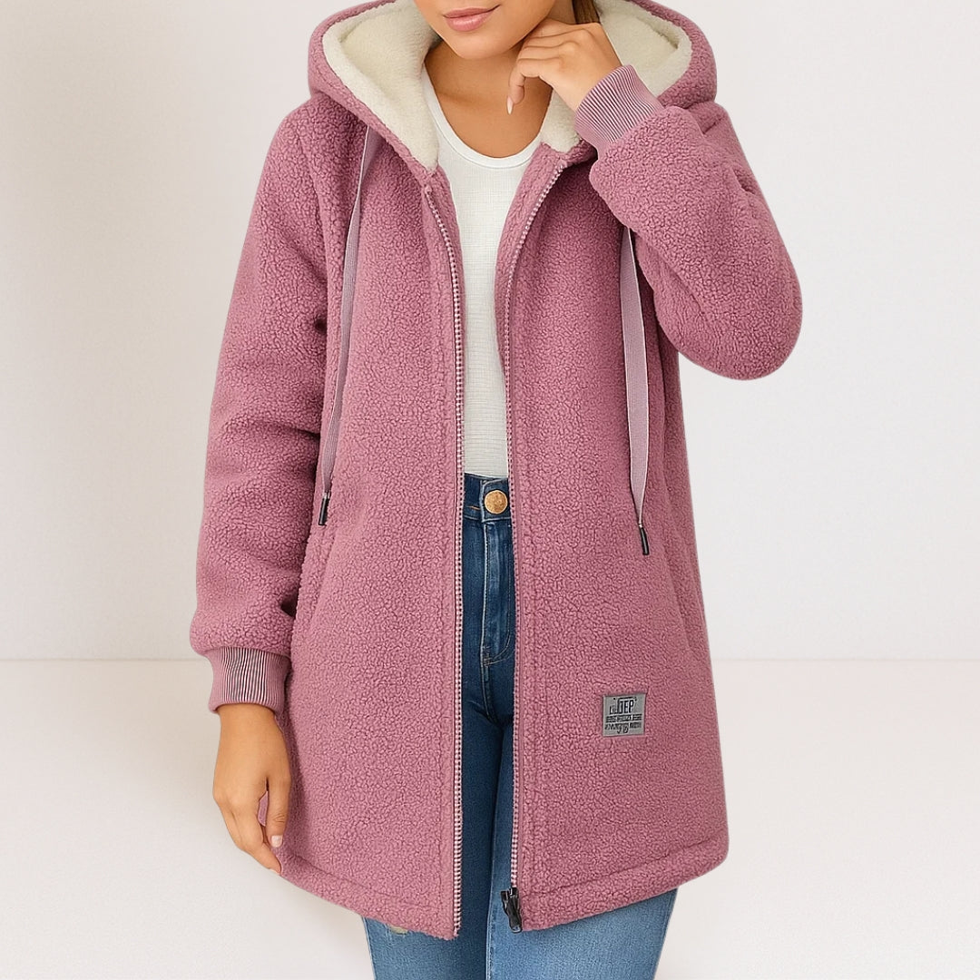Grace | Hooded Longline Sherpa Zip Jacket