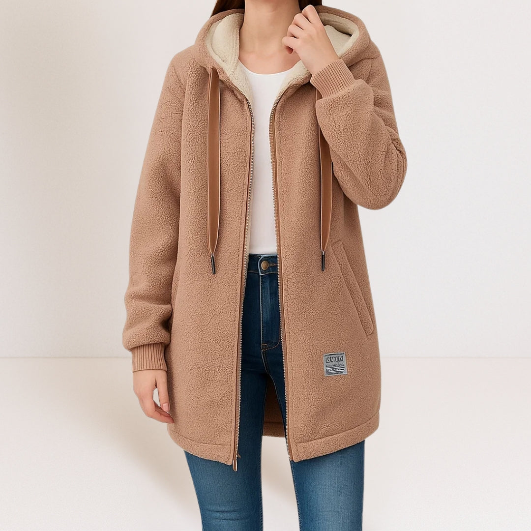 Grace | Hooded Longline Sherpa Zip Jacket