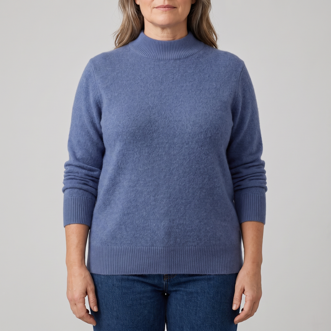 Harriet | Mock Neck Ribbed Trim Knit Jumper