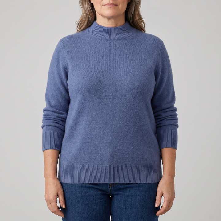 Harriet | Mock Neck Ribbed Trim Knit Jumper