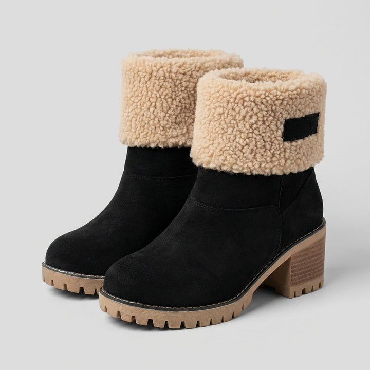 Hazel | Sherpa Cuff Block Heel Snow Boots