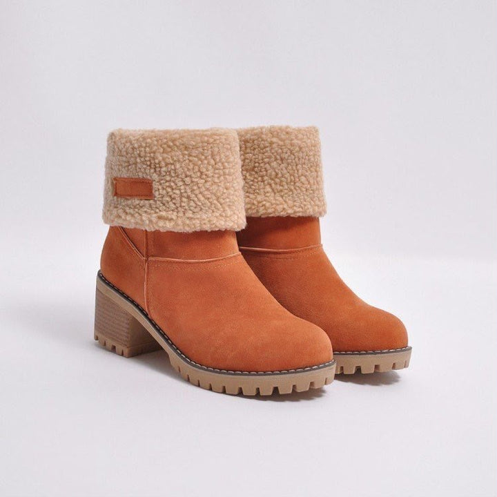 Hazel | Sherpa Cuff Block Heel Snow Boots