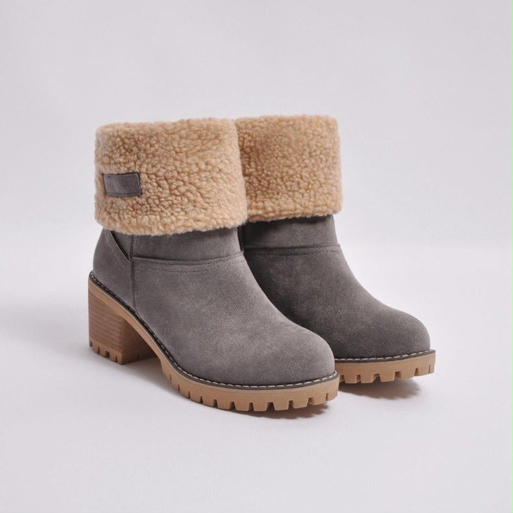 Hazel | Sherpa Cuff Block Heel Snow Boots