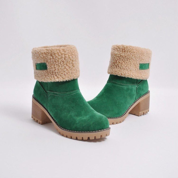 Hazel | Sherpa Cuff Block Heel Snow Boots