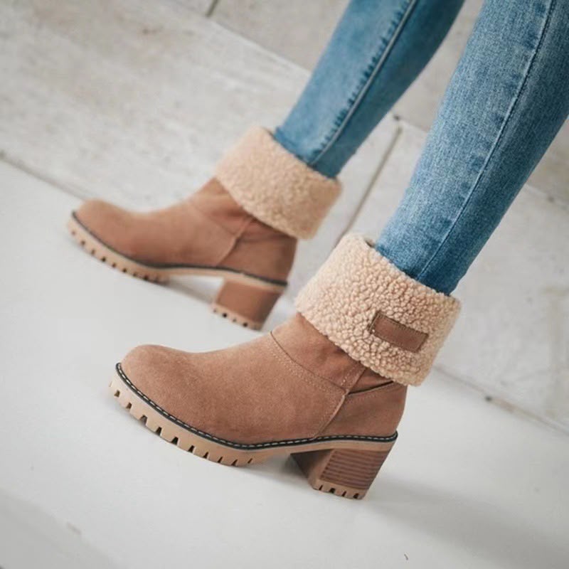 Hazel | Sherpa Cuff Block Heel Snow Boots