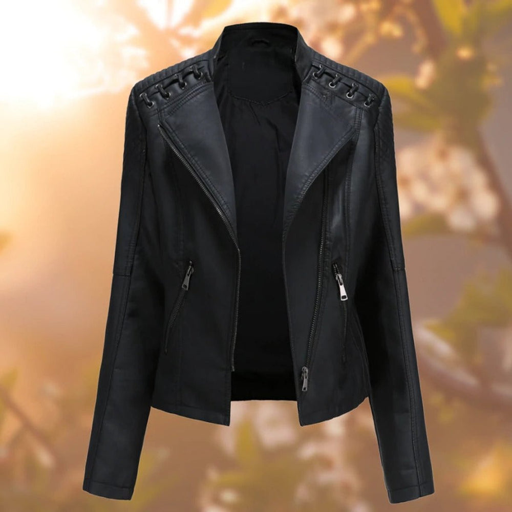 Heather | Faux Leather Biker Jacket