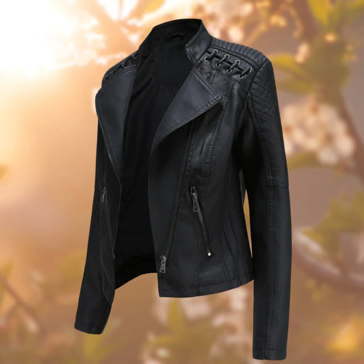 Heather | Faux Leather Biker Jacket