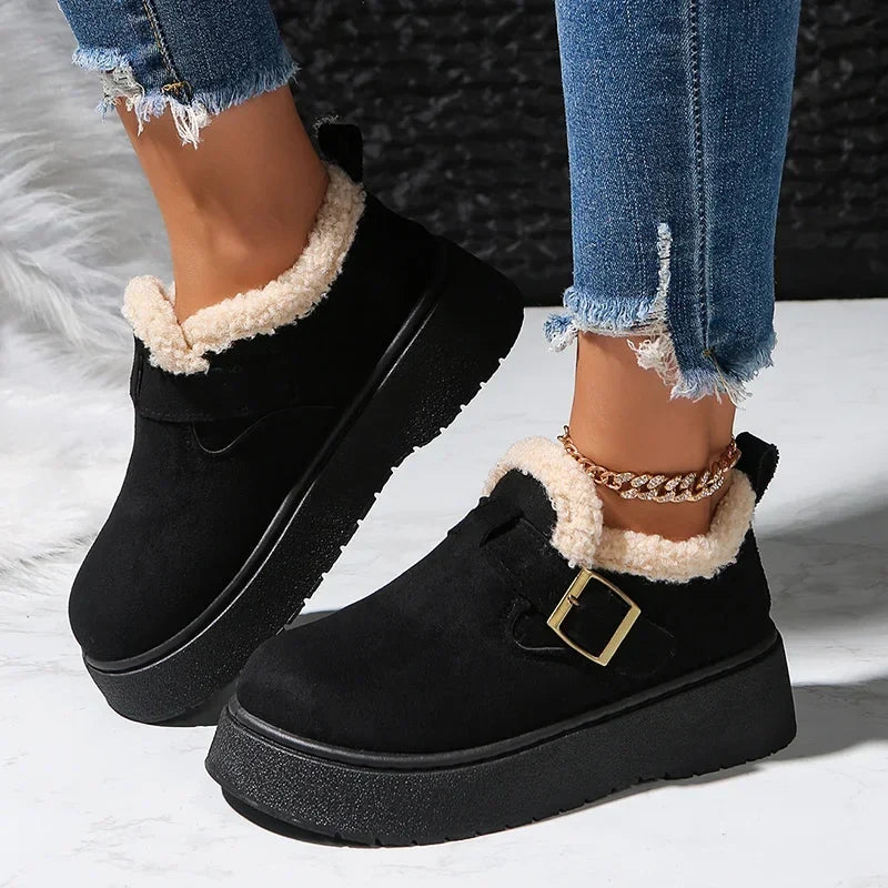 Jacqueline | Faux Shearling Trim Platform Ankle Boot