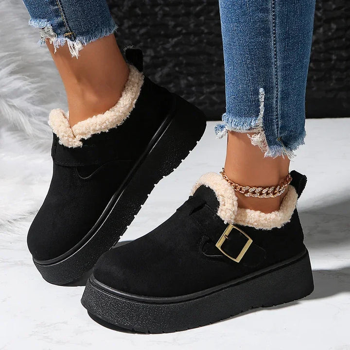 Jacqueline | Faux Shearling Trim Platform Ankle Boot