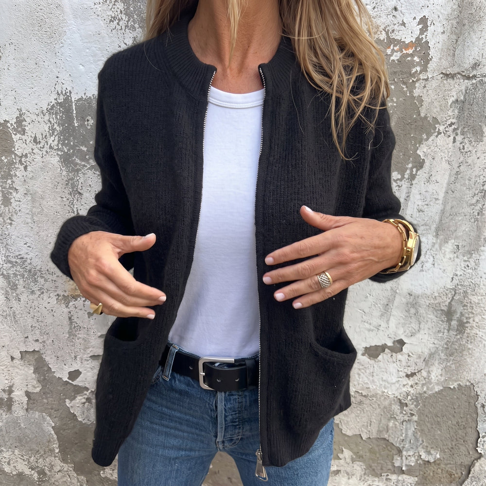 Janelle | Ribbed Zip-Through Knitted Cardigan